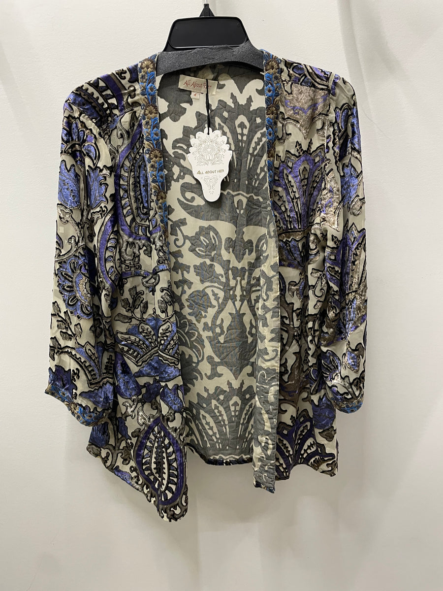 Burnout Velvet Short Kimono by All About Her