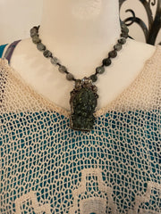 Labradorite Ganesh Elephant Necklace