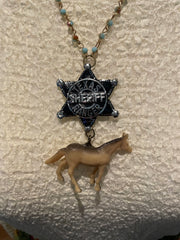 Sheriff Star w/Horse Charm Necklace by Gina