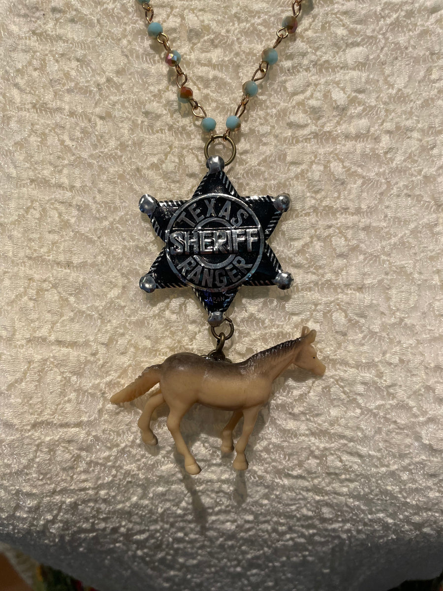 Sheriff Star w/Horse Charm Necklace by Gina