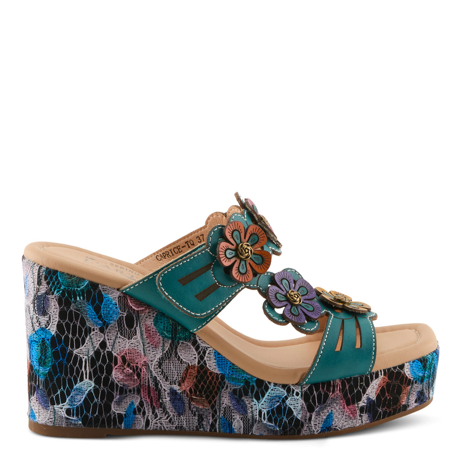 L'Artiste Caprice Platform Sandal Slides Turlquoise Robin Boutique