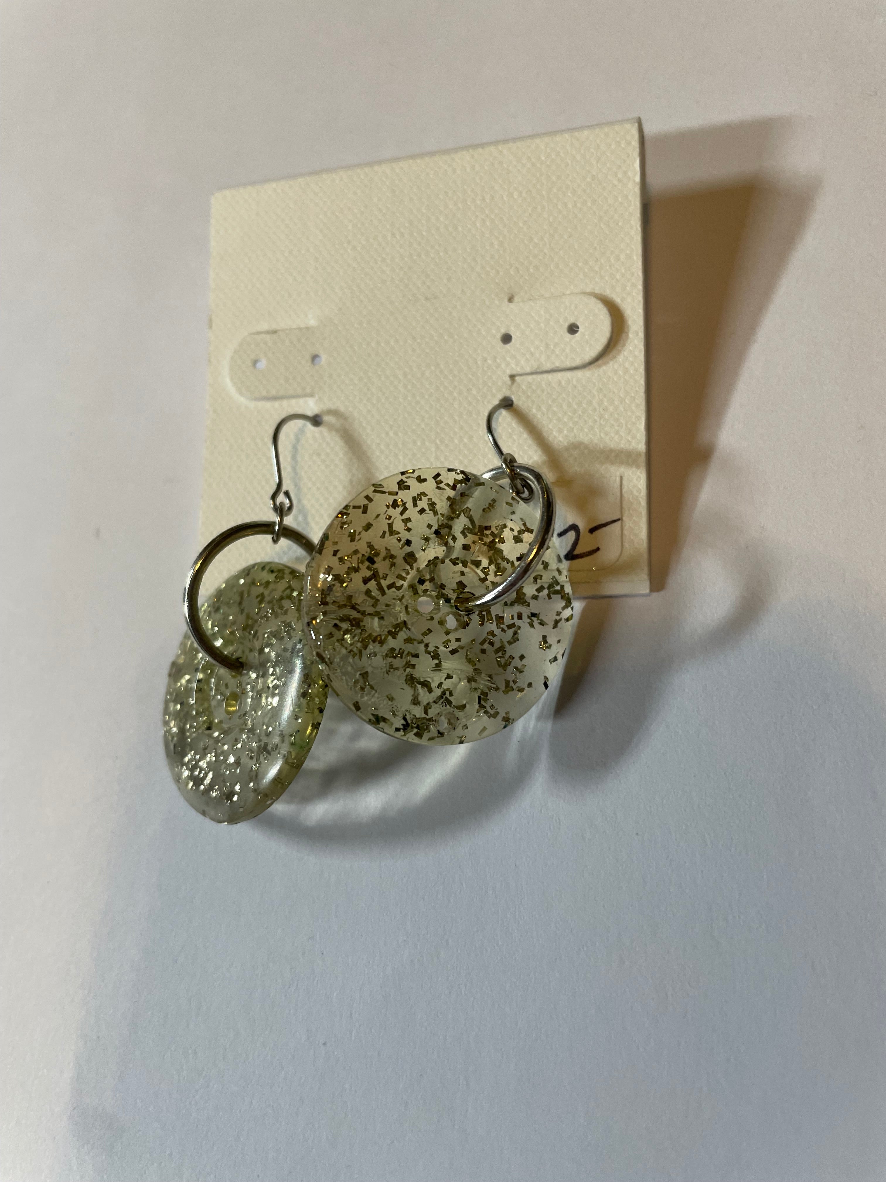 Glitter Button Earrings by Lori