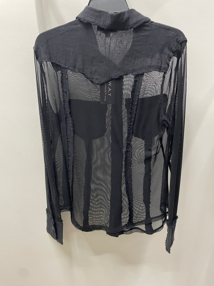 Patchwork Button Mesh Top by WAY