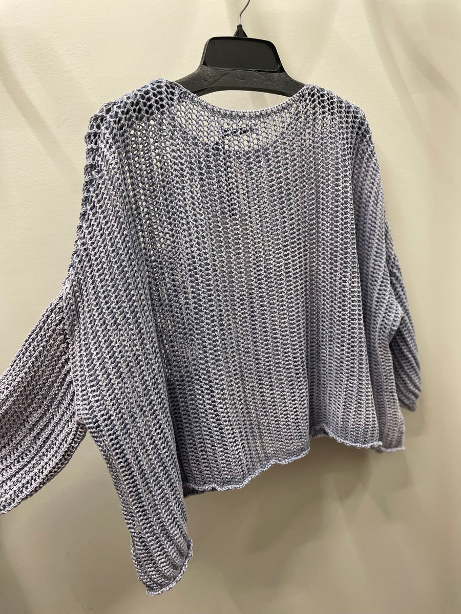 Oversized Crochet Pocket Top