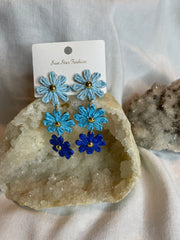 Ratan Triple Flower Earrings