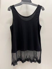 Lace Layered Tank Top in Black by Origami