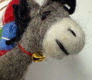 Wool Felt Christmas Ornament- Donkey Carrying Presents Robin Boutique