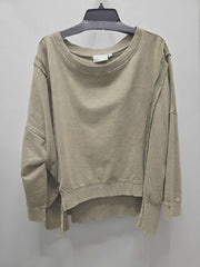 Cozy Drift Boxy Wide Neck Sweatshirt by Paper Lace