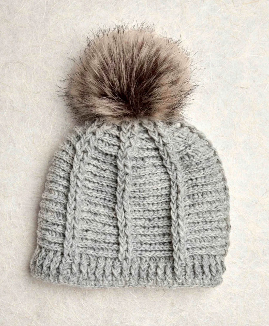 Brecken Pumice Knit Pom Beanie By Many Hands