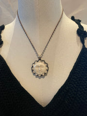 Sun Face Carved in Bone Necklace by Tara Gasparian