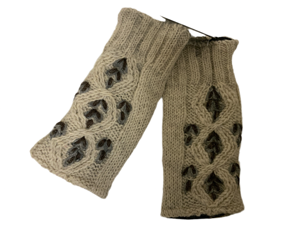 Floral Fingerless Wool Lined Gloves by Yak N Yeti Robin Boutique