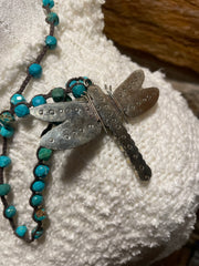 Turquoise Dragonfly Long Necklace by Tara Gasparin