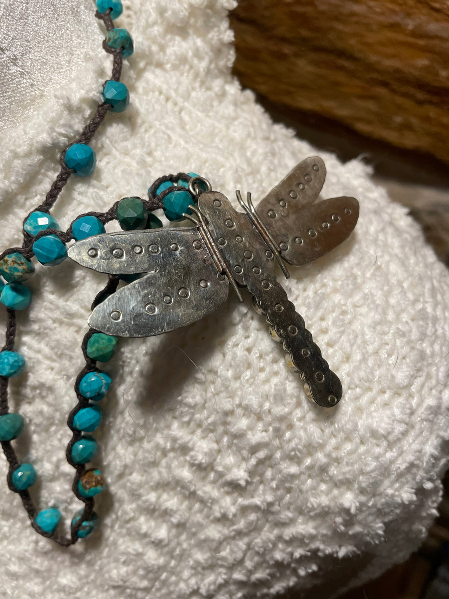 Turquoise Dragonfly Long Necklace by Tara Gasparin