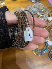 Rhinestone Tennis Stretch Bracelets on Black Silver