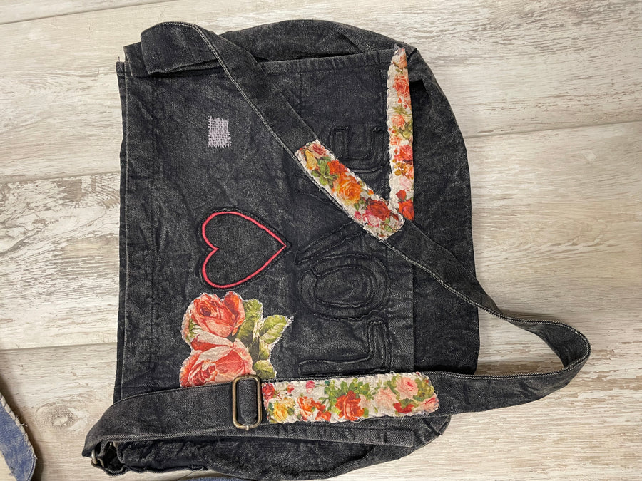 Denim Patch Messenger Bag