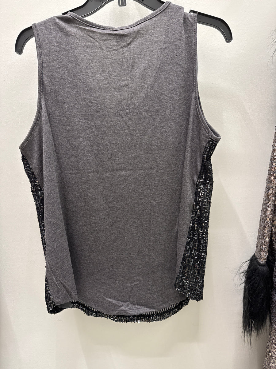 Sleeveless Sequin Evening Tank Top