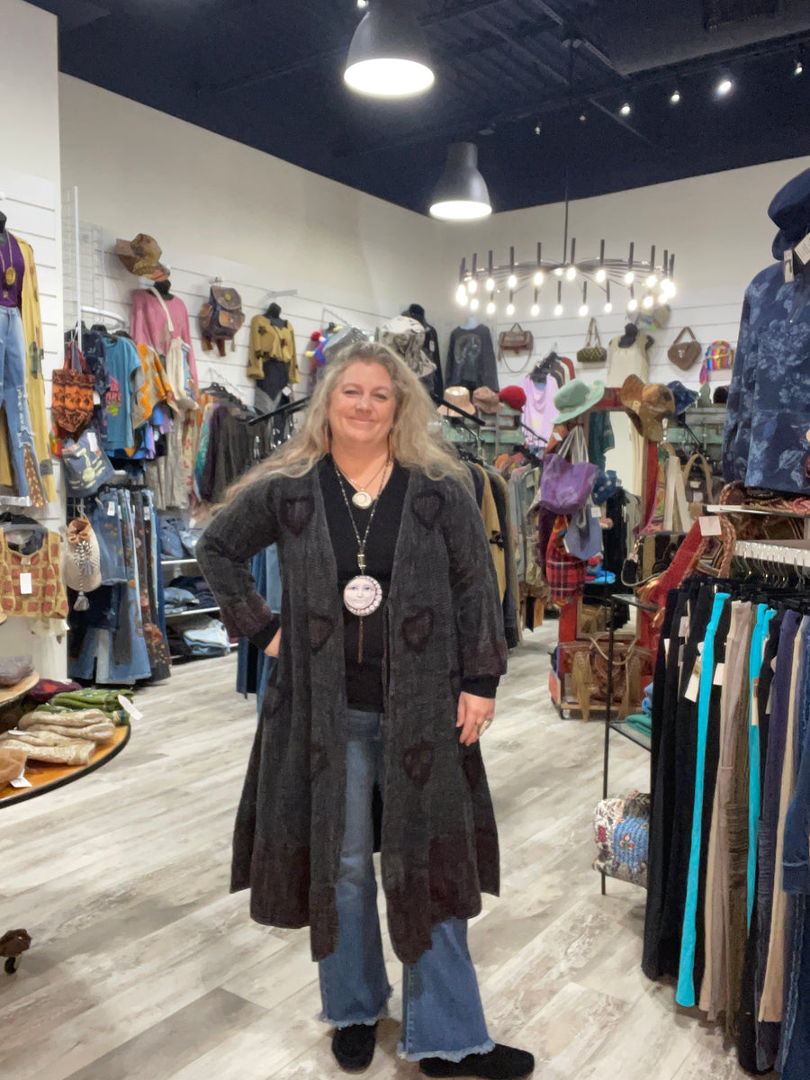 Open Weave Heart Patch Duster by Paper Lace