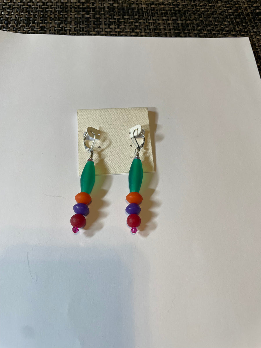 Green Sea Glass Earrings by Lori