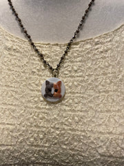 Vintage Cat Button Cameo Necklace by Gina