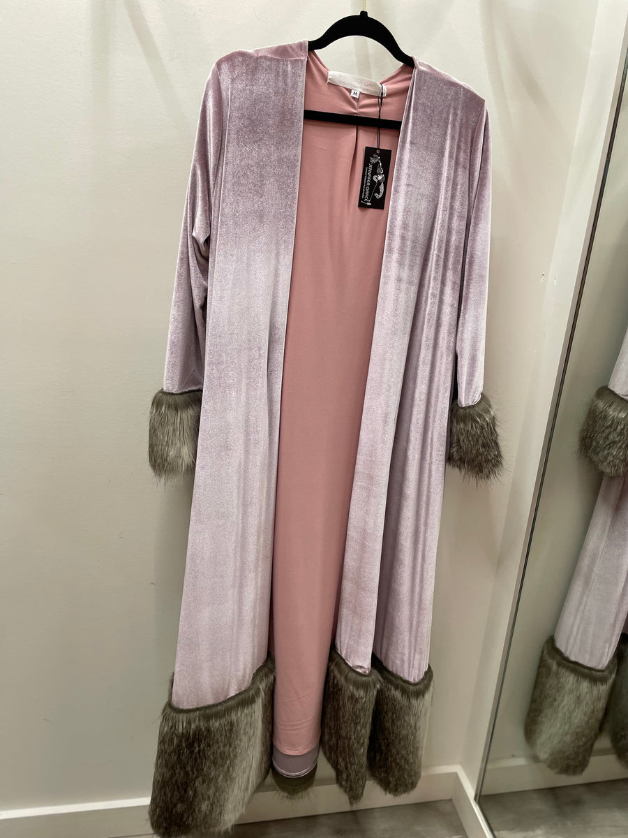 Rose Faux Fur Velvet Coat