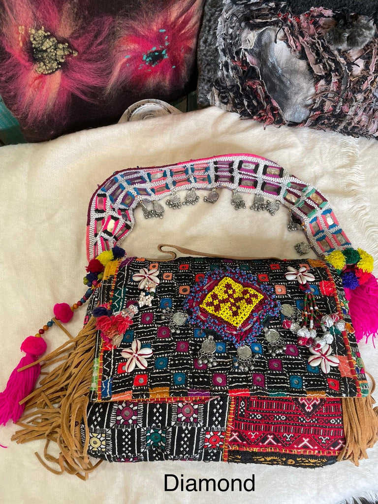 Upcycled Embroidered Structured Market Shoulder Bag by Kantha Bae - Robin Boutique-Boutique 