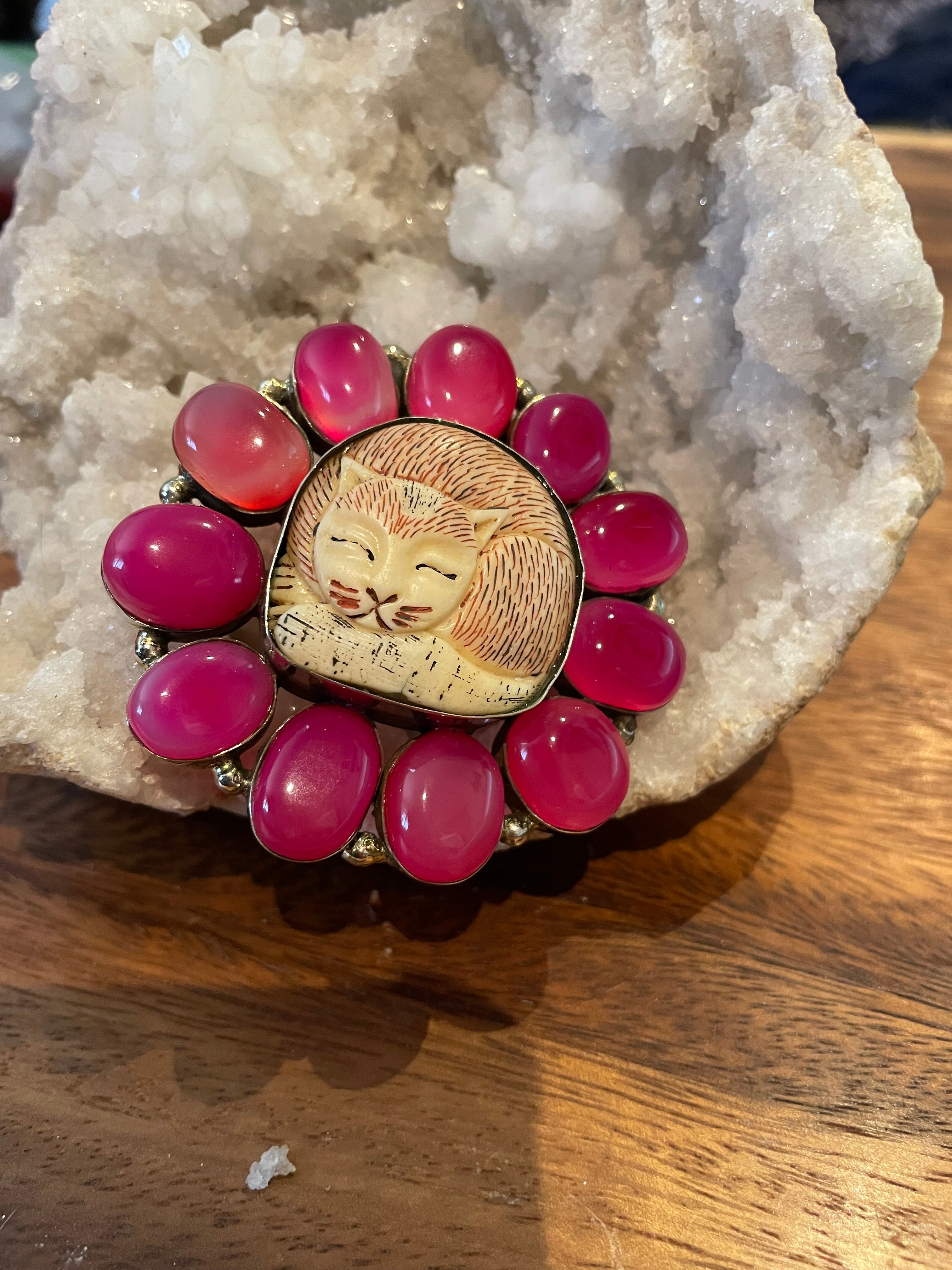 Sleepy Cat Adjustable Ring