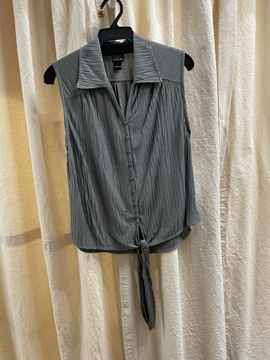 Sleeveless Tie Top in Olive by Clara Sun Woo