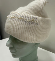 C.C. Beanie Pearl & Rhinestone Angora Cuff Beanie Robin Boutique