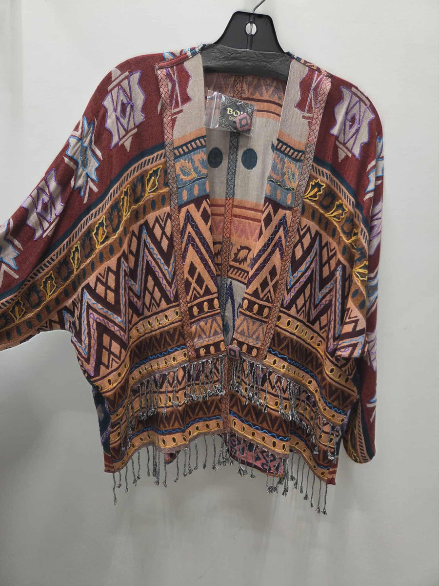 Reversible Teel Tapestry Fringe Top