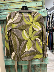 Step Hem Boxy Slub Tee in Floral Olive by Escape