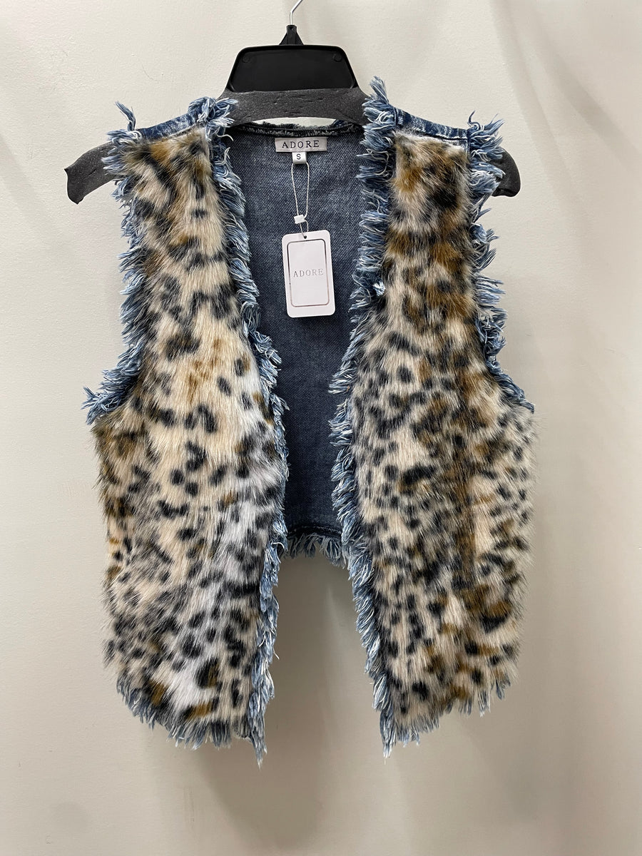 Denim Faux Fur Vest by Adore Robin Boutique