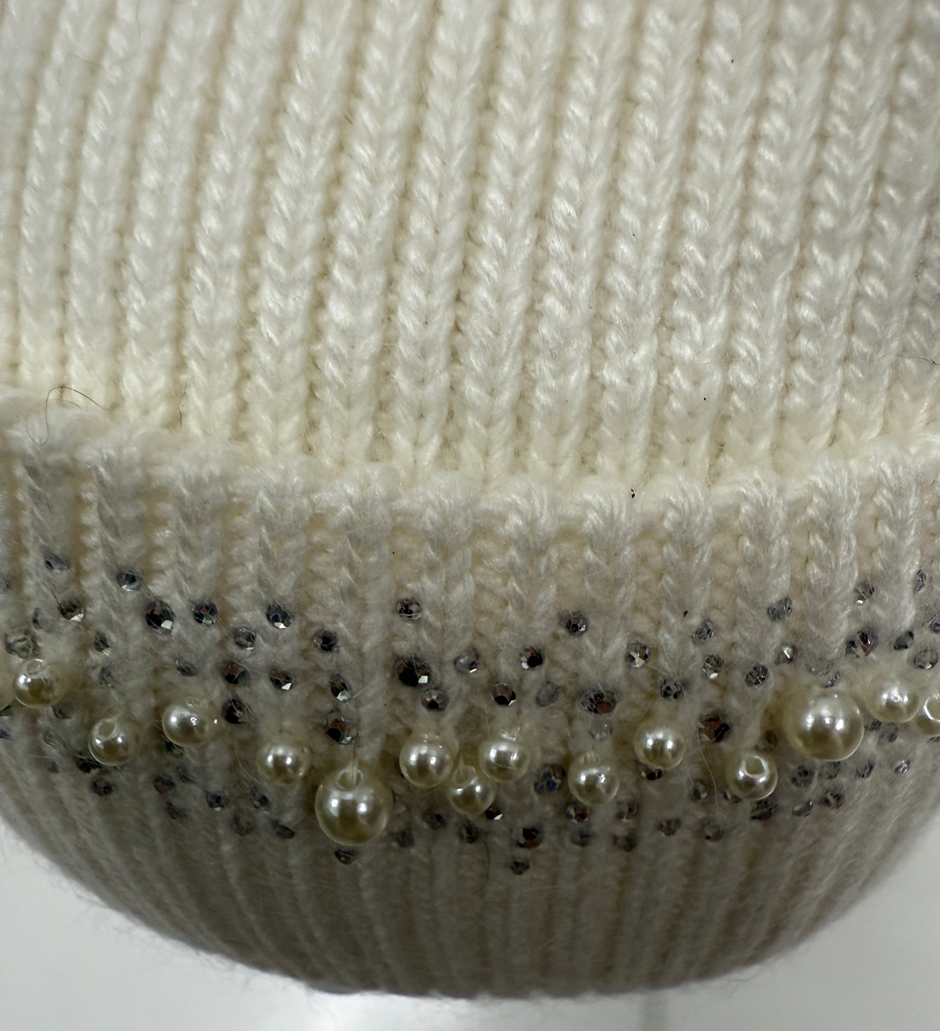C.C. Beanie Pearl & Rhinestone Angora Cuff Beanie Robin Boutique