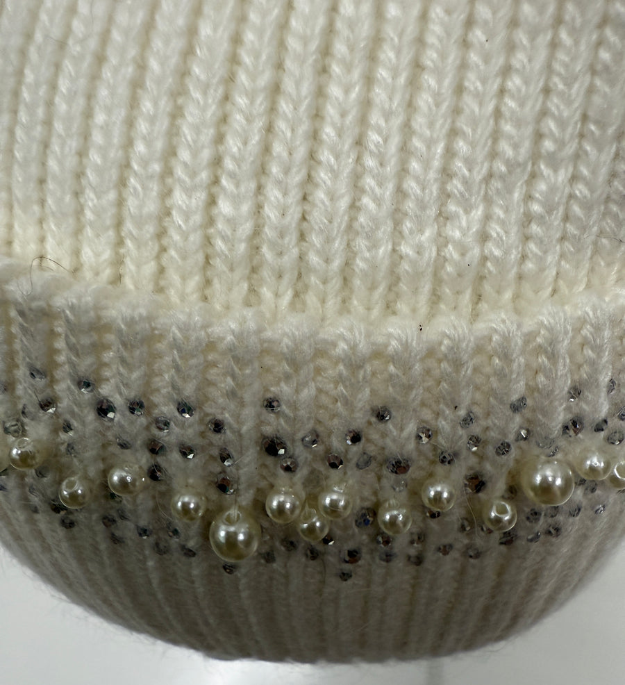 C.C. Beanie Pearl & Rhinestone Angora Cuff Beanie Robin Boutique