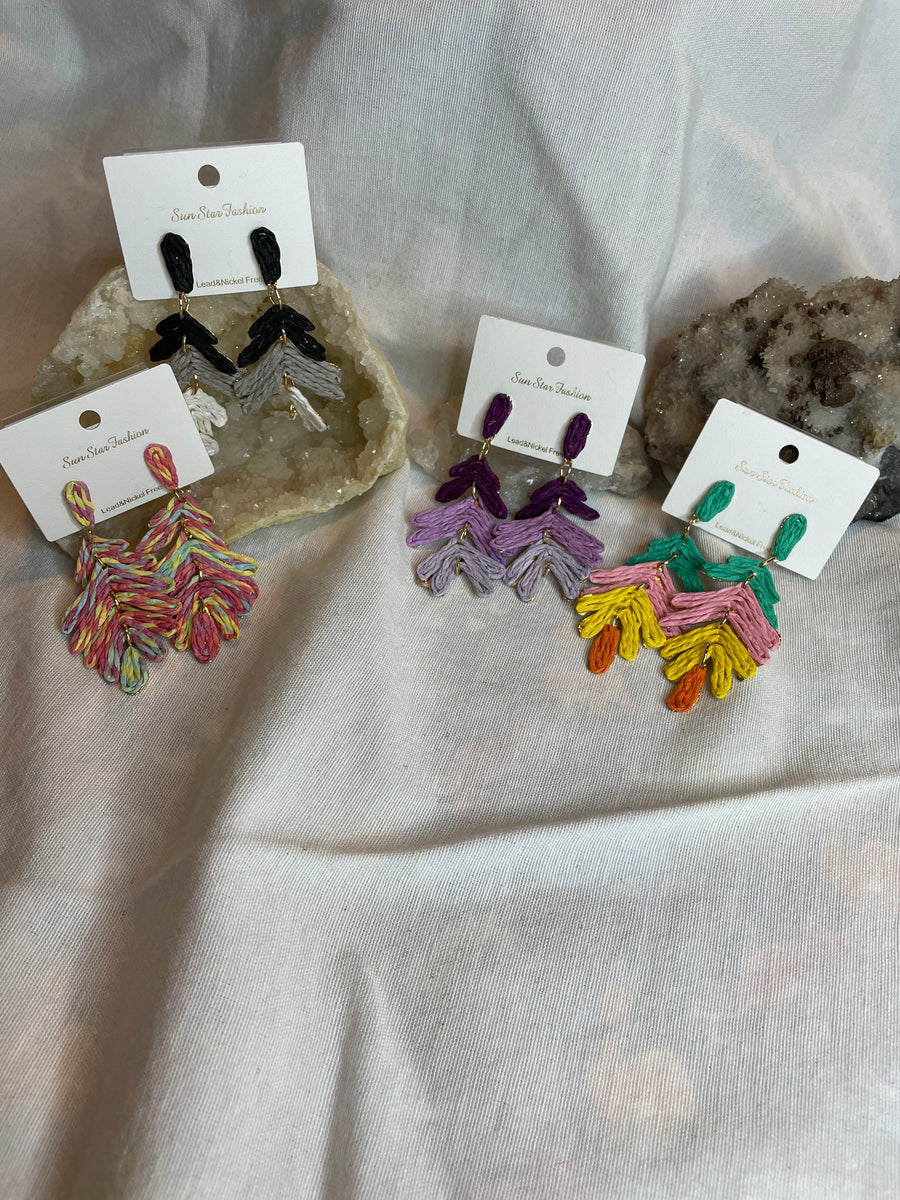 Ratan Palm Leaf Earrings