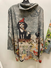 Dolman Sleeve Cowl Pullover in Howliday Greetings Print by Inoah
