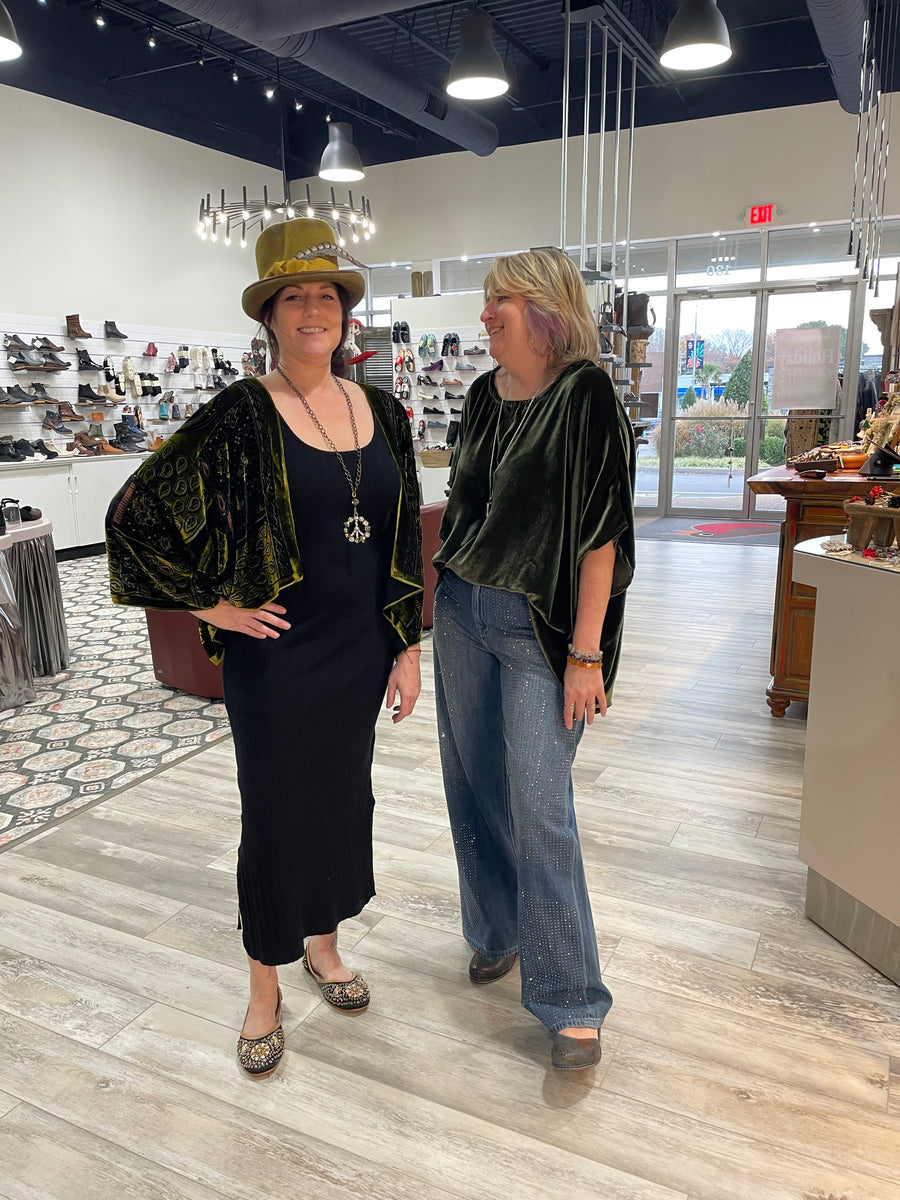 Olive Silk Velvet Scarf Top