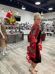 Silk Burnout Velvet Fringe Flutter Kimono by Aris A