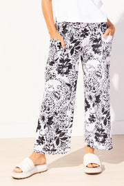 Paisley Scroll Cotton Slub Pocket Flood Pant