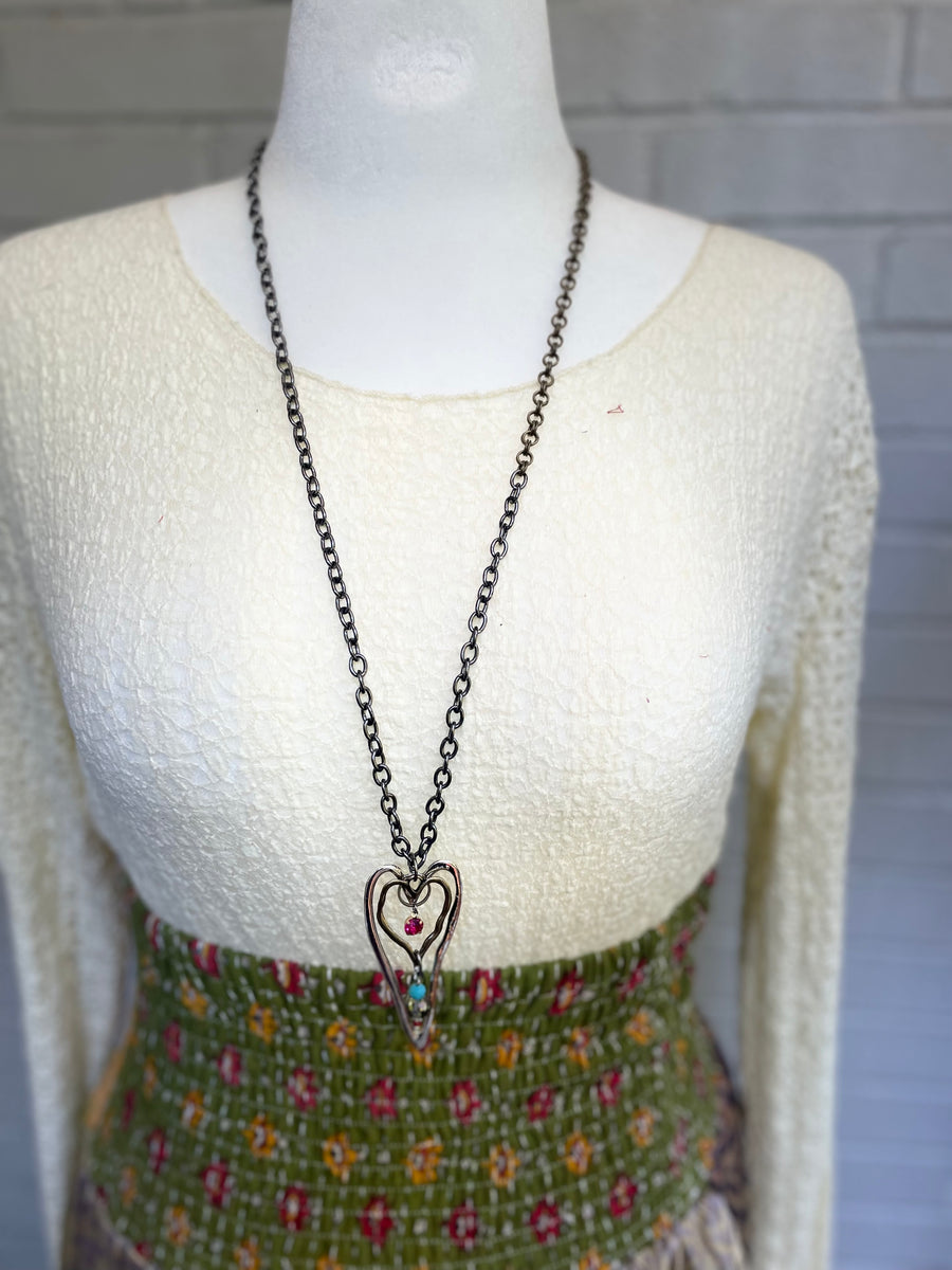 Stacked Hearts Chain Necklace