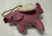 Wool Felt Christmas Ornament- Flying Pig Robin Boutique