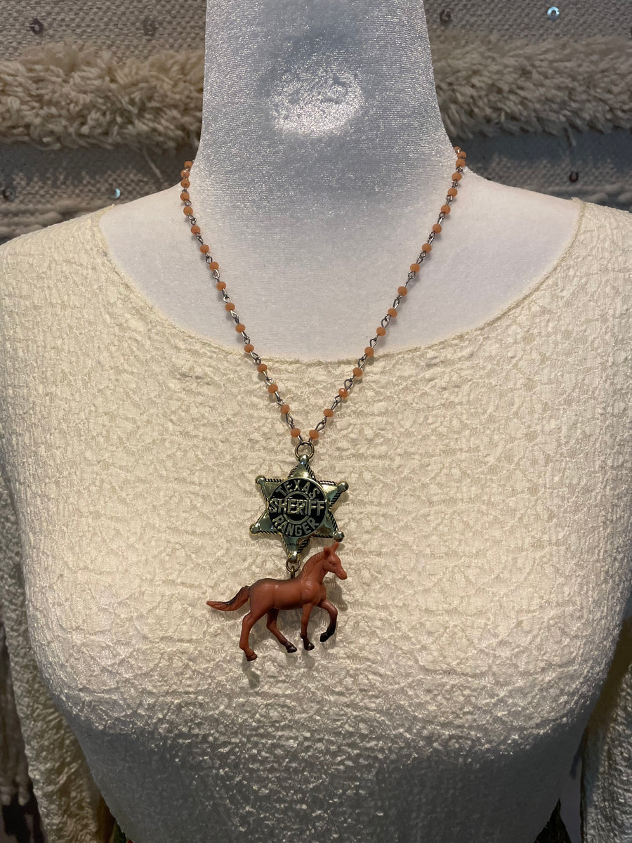 Sheriff Star w/Horse Charm Necklace by Gina