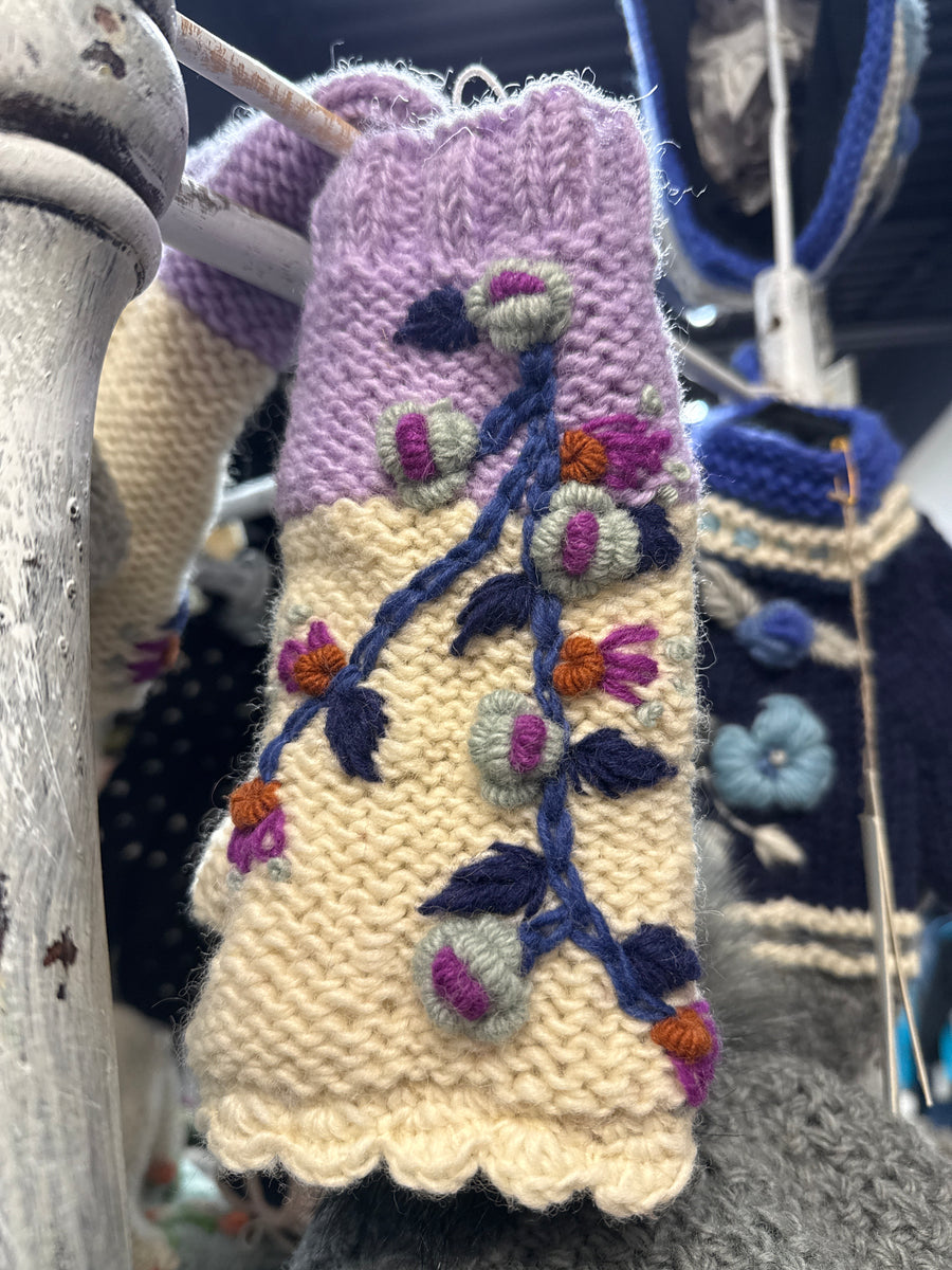 Flora Knit Handwarmers or Mittens By Many Hands