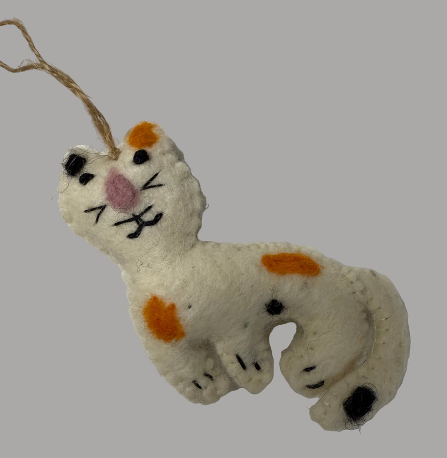 Wool Felt Christmas Ornament- Spotted Cat Robin Boutique