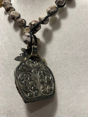 Carved Obsidian Buddha Short Necklace