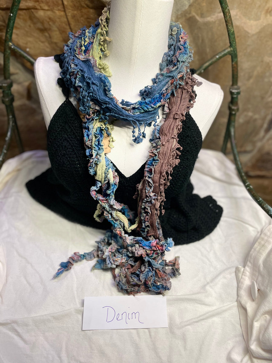 Boho Mixed Tassel Handmade Scarf Necklace