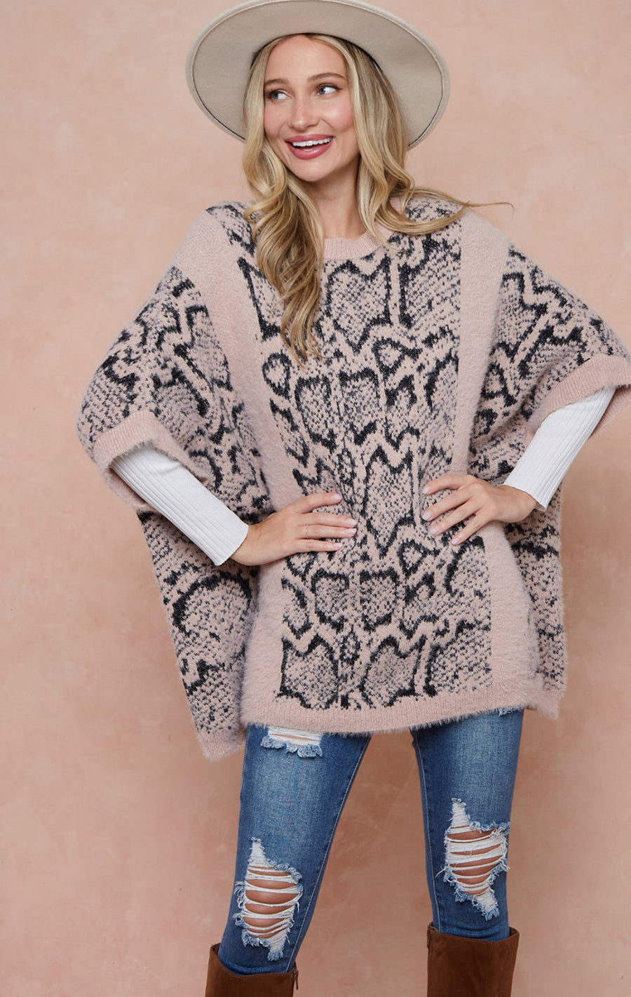 Cozy Animal Print Oversized Sweater