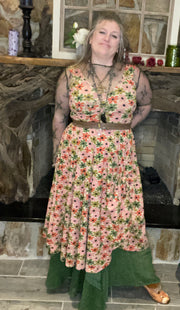 Embroidered Maxi Skirt w/Chiffon in Ombre