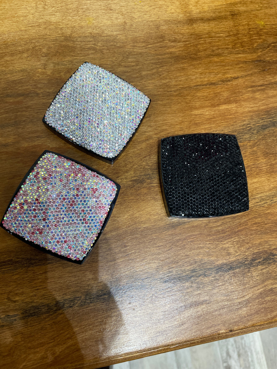 Rhinestone Square Compact Mirror