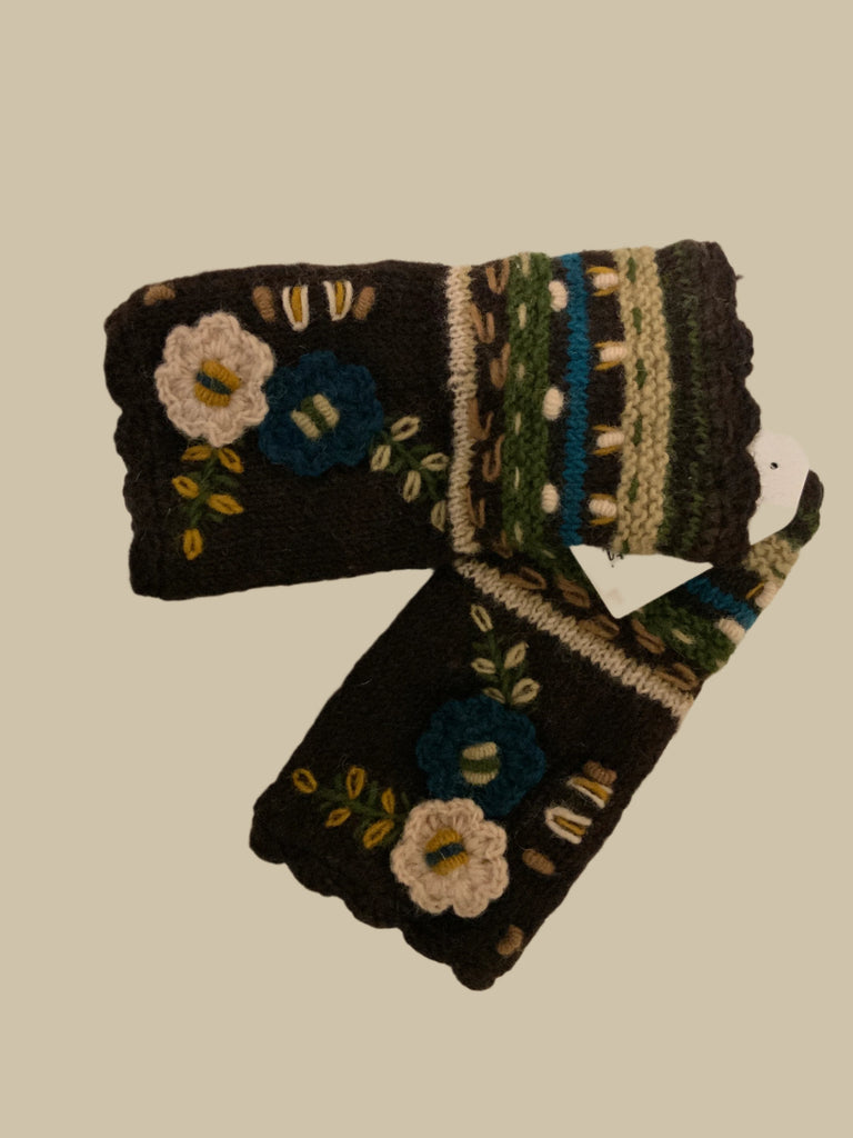 Wool Lined Gloves with Crochet Details by Yak N Yeti Robin Boutique