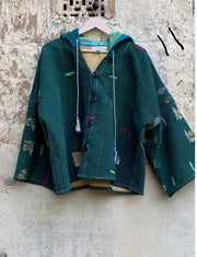 Half Moon Cropped Hooded Jacket by Kantha Bae - Robin Boutique-Boutique 
